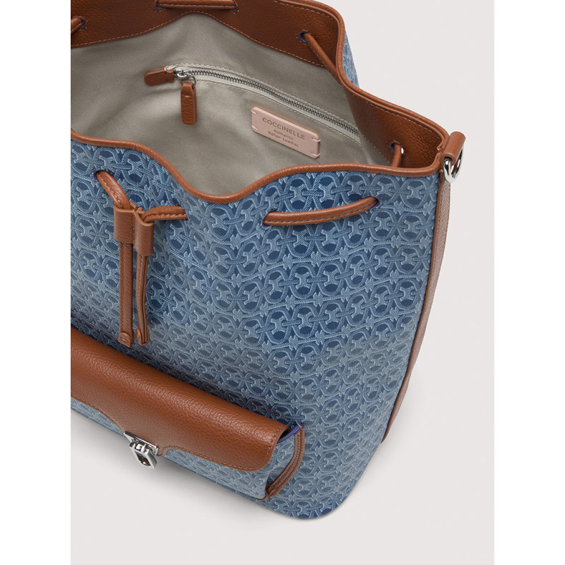 COCCINELLE BEAT GENERATION LARGE DENIM COATED MONOGRAM